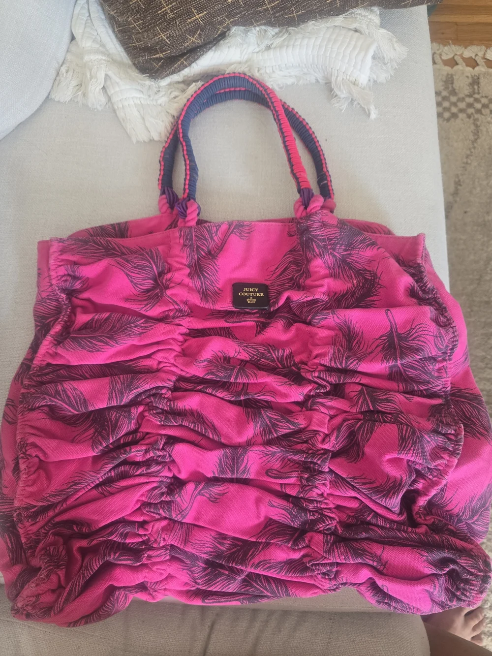Juicy Couture Pink Ruched Beach Tote